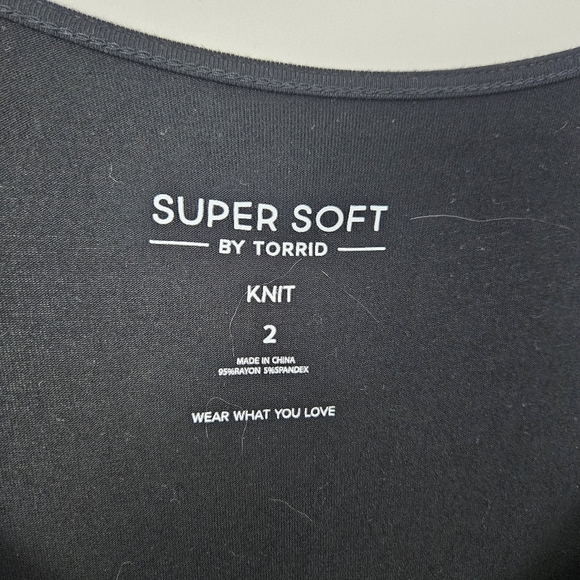 Torrid Mini Super Soft Cinch Front Skater Dress Black 2 - Picture 4 of 7